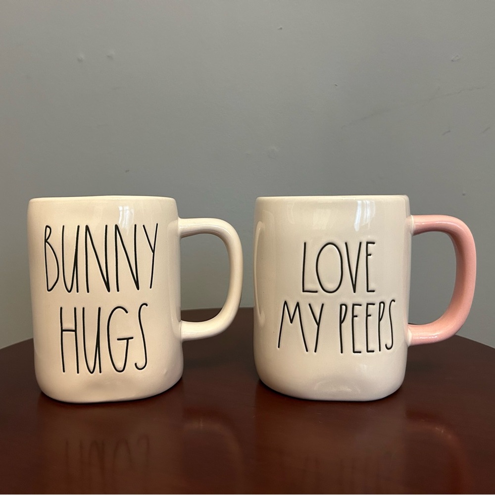 Set of 2 RAE DUNN ‘Bunny Hugs’ and ‘Love My Peeps’ Mugs